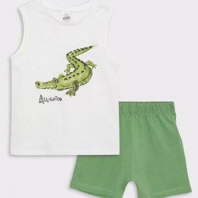 LC WAIKIKI baby Bicycle Collar Printed Baby Boy Undershirt and Shorts 2 Pcs Set