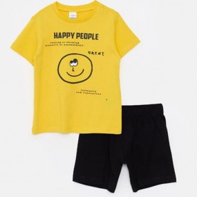 LC WAIKIKI baby Bicycle Collar Short Sleeve Printed Cotton Baby Boy T-Shirt and Shorts 2 Pcs Set