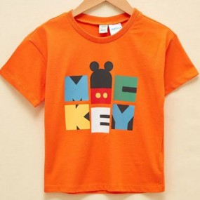 LC WAIKIKI baby Bicycle Collar Short Sleeve Mickey Mouse Printed Organic Cotton Baby Boy T-Shirt