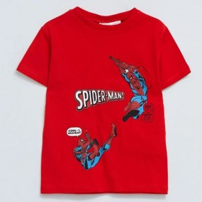 LC WAIKIKI baby Bicycle Collar Short Sleeve Spiderman Printed Baby Boy T-Shirt