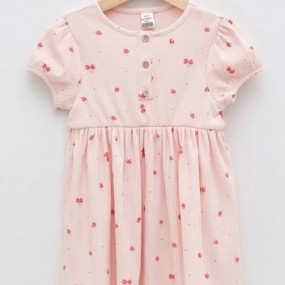 LCW baby Bicycle Collar Short Sleeve Printed Baby Girl Dress