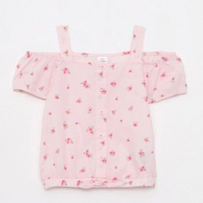 LCW baby Boat Neck Short Sleeve Printed Baby Girl Blouse