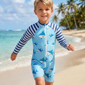 SHEIN 1pc Young Boy Leisure & Academy Style Simple And Practical Cute Soft And Comfortable Cartoon Shark Animal Pattern Breathable